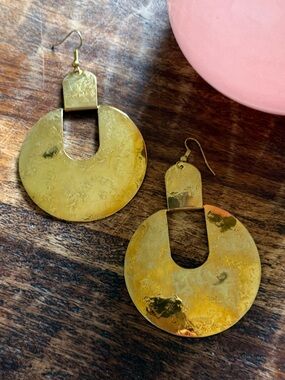 Twisted Silver Gold Disc Cutout Drop Dangle Circle Earrings